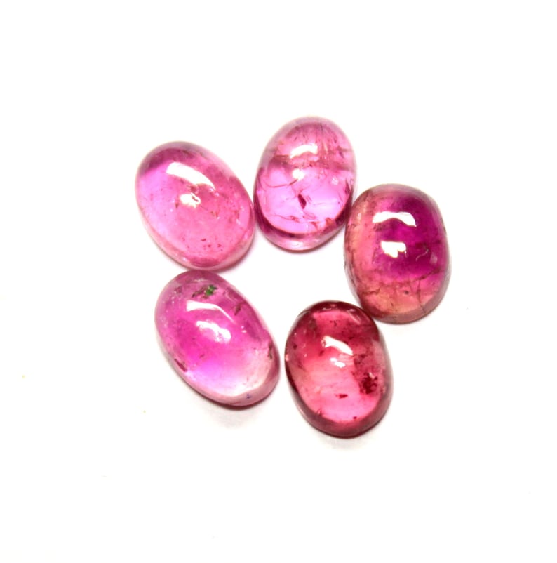 Natural Pink Tourmaline Cabochon 5 Pieces 6x8 MM Oval Shape 7.8 Cts Tourmaline Cabochon Cabs