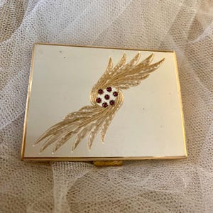 Unusual Vintage 1960s French &#39;Patrys&#39; Powder Compact With Original Shop Stickers