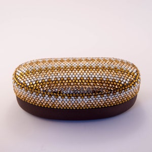 Diamante Bling Large Glasses Case finished with Gold and Silver Rhinestones