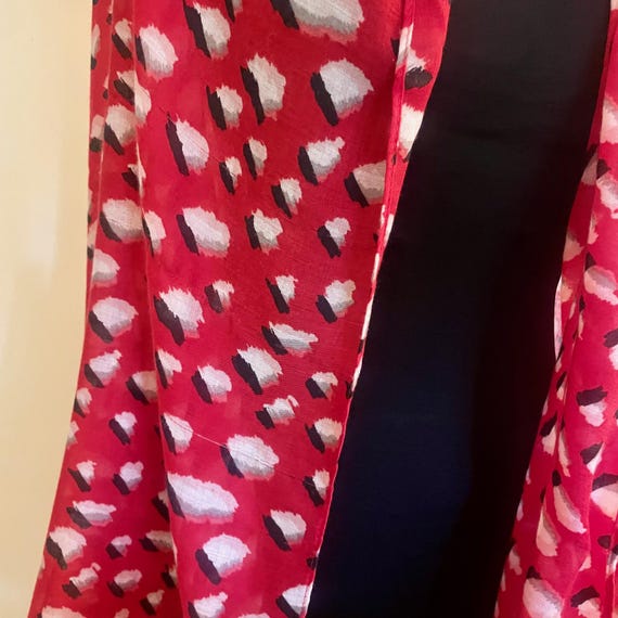 Large Rectangular Red Scarf With Artistic Graduat… - image 5