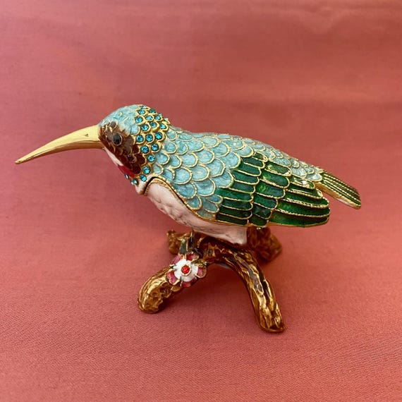 Glittering Hummingbird Trinket Box Finished in Luxurious