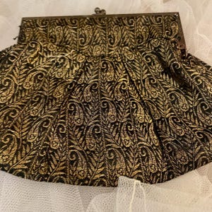 An Antique 1930s French Embroidered Silk Clutch Bag With Finger Loop