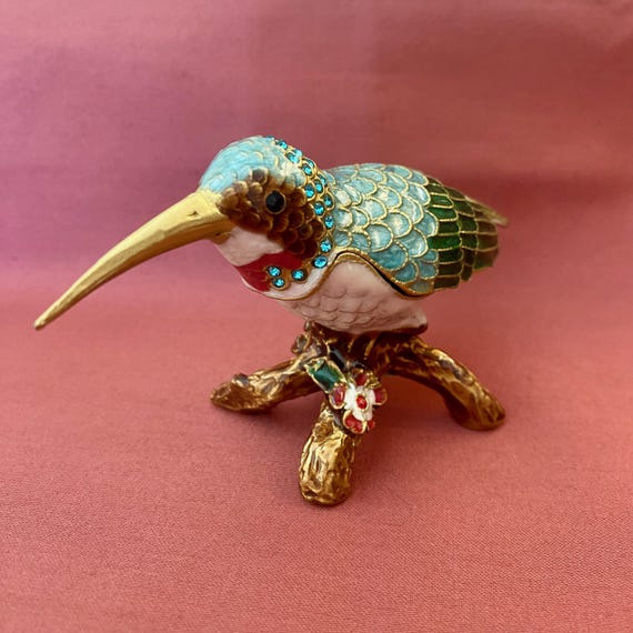 Glittering Hummingbird Trinket Box Finished in Luxurious