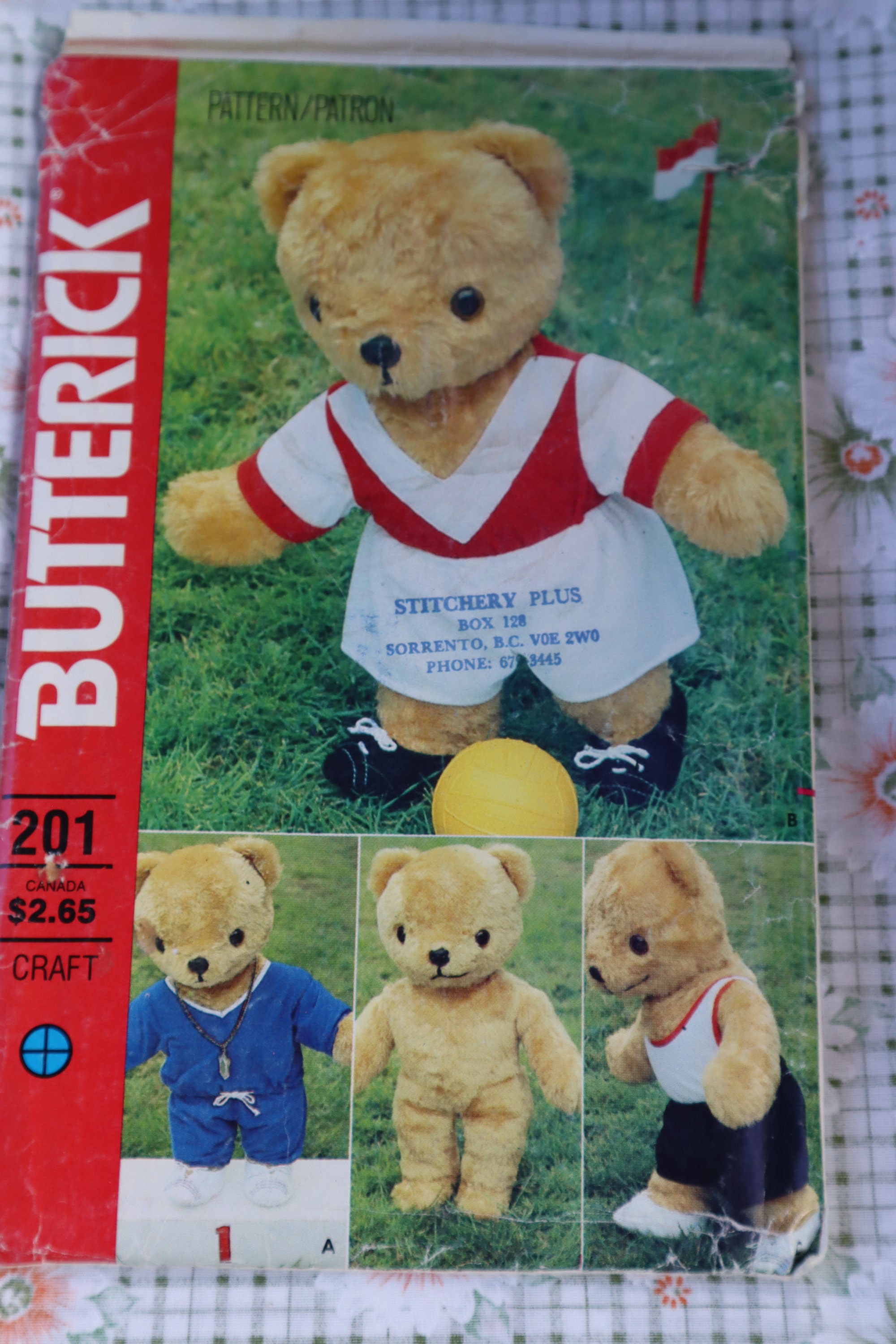butterick teddy bear pattern