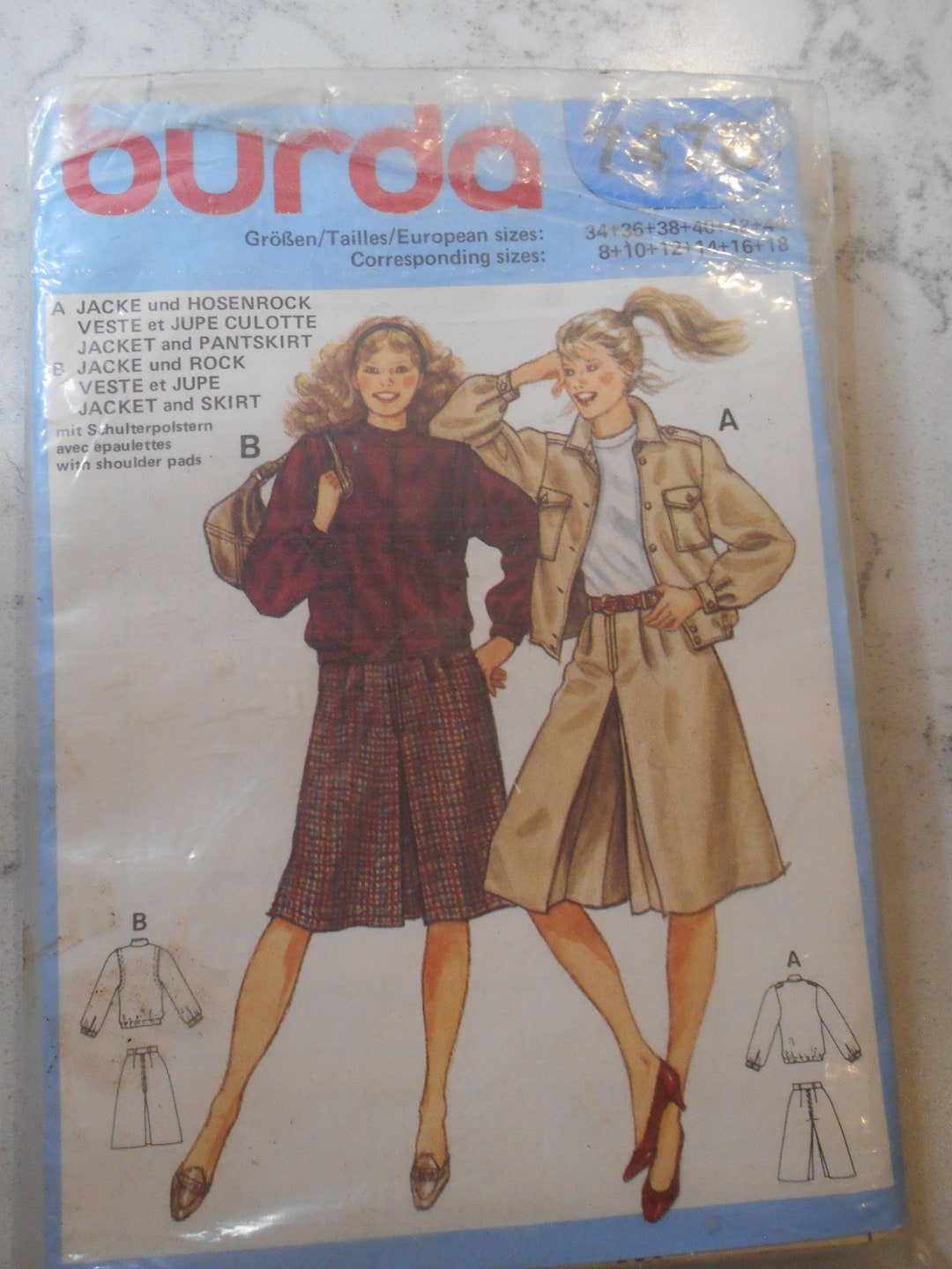 Sewing Pattern for Women Burda 7478 . Jacket Vest Skirt - Etsy