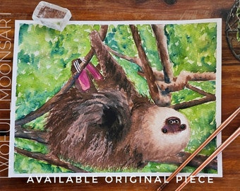 Sloth art | Digital Download | loveable animals | Sloth lover gift | Sloth painting