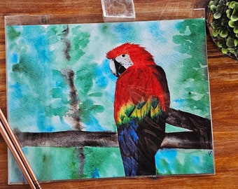 Scarlet Macaw Parrot Art | Digital Download | scarlet macaw | rainforest Wall art | animals print