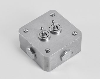 SURFLUX Galvanised 2 Gang Toggle Light Switch - 10AX - 2 Way - Surface Mounted for Steel Conduit