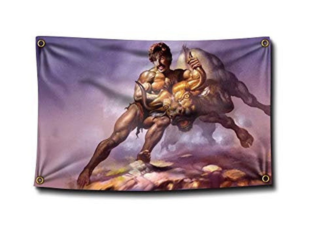 Bull by The Horns Dodgeball White Goodman Painting 3 x 5 Feet Etsy