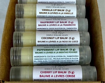 Natural Cocoa Butter Lip Balm: Moisturizing Lip Shine- Handmade in Nova Scotia, Canada from Nourishing Oils, Butters and Beeswax