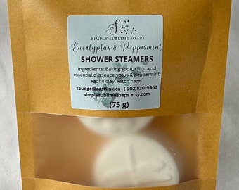 Aromatherapy Shower Steamers, vegan bath products, Halifax shower steamers, self care gift, Nova Scotia shower fizzies, NS shower melts