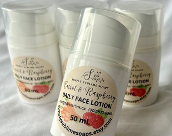 Carrot & Raspberry Face Lotion, natural face lotion, natural face cream, mom gift, face lotion, moisturizer, Canada face lotion, lotion