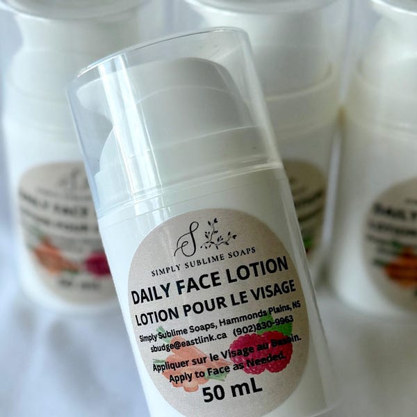 Carrot & Raspberry Face Lotion: Natural Moisturizer, Luxurious Skincare Loaded with Natural Active Ingredients, Handmade in Nova Scotia