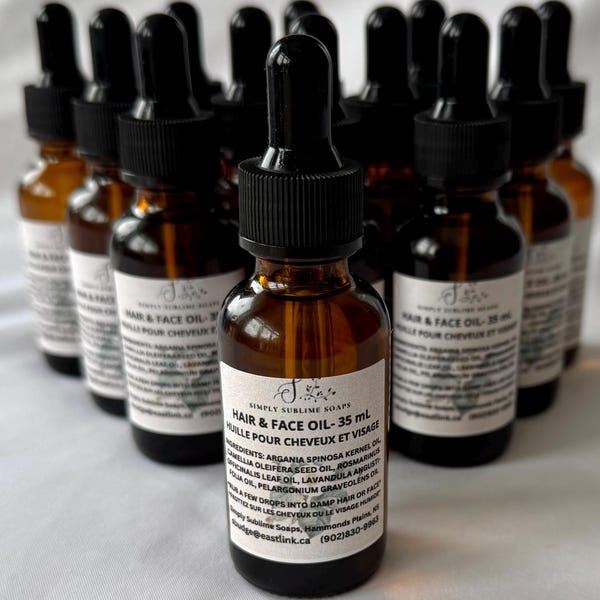 Vegan Argan & Camellia Seed Hair and Face Oil – Handmade, 35mL