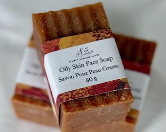 Oily Skin Face Soap: Natural and Gentle Bar with Tea Tree Oil, Red Clay, Burdock Root and Green Tea, Handmade in Nova Scotia, Canada