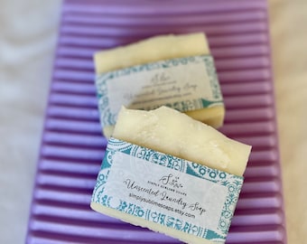 Natural Unscented Laundry Soap Bar: Vegan Stain Remover, Perfect for Machine and Hand-washing, Made in Halifax, Nova Scotia, Canada