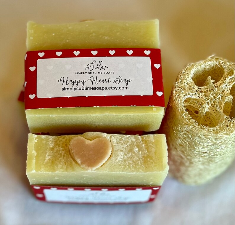 Happy Heart Soap, natural soap, essential oil soap, moisturizing soap, Halifax soap, Canada soap, vegan soap, mom gift, Nova Scotia soap image 2