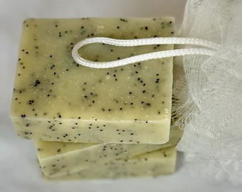 Peppermint Poppy Seed Exfoliating Soap: Vegan Handmade Bar