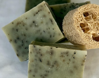 Eucalyptus Mint Soap: Handmade Vegan Exfoliating Bar with Spirulina