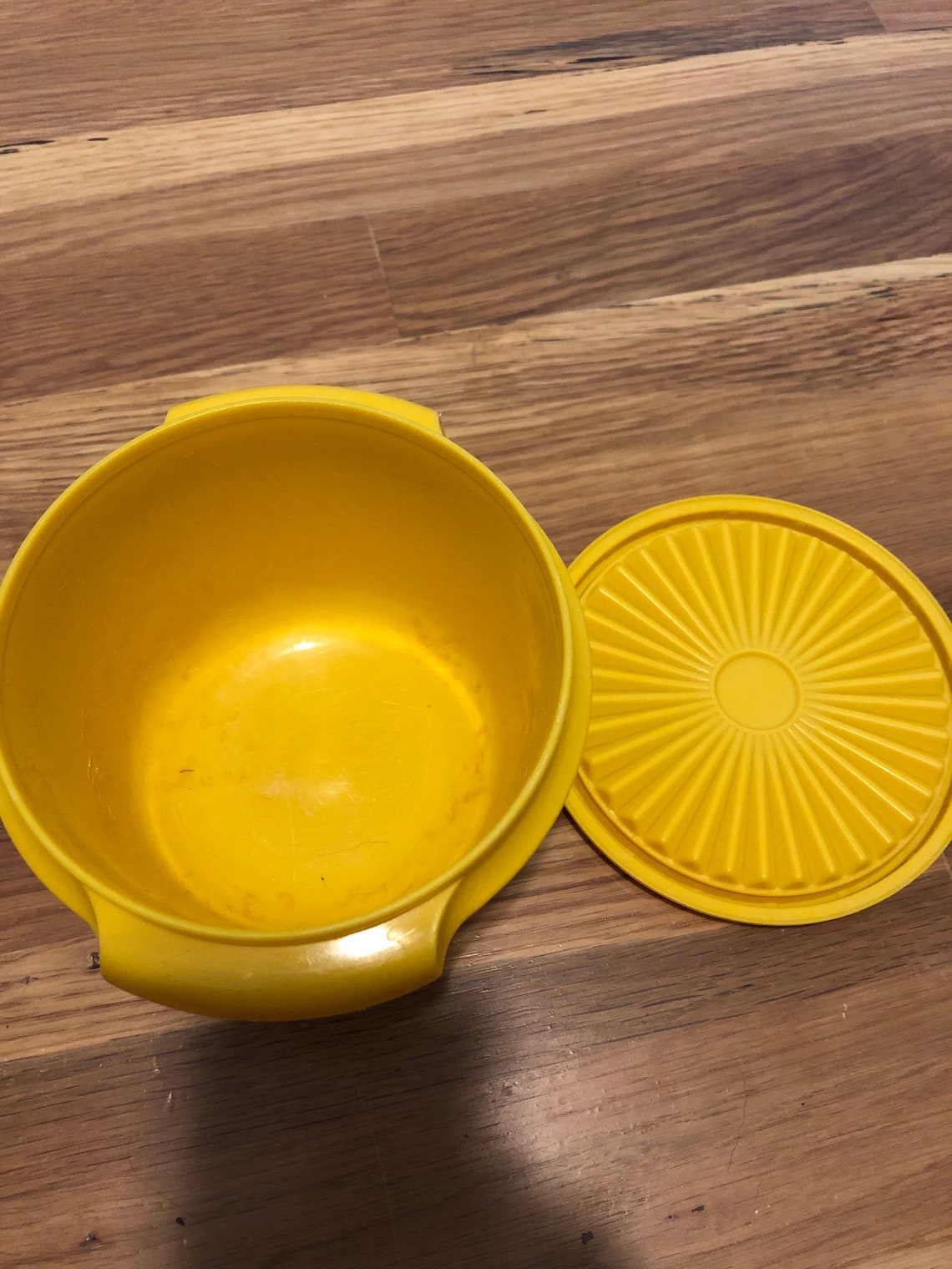 Yellow round Tupperware container Etsy