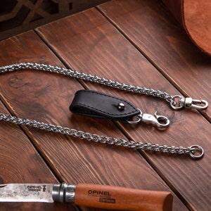 Wallet chain with wallet holder, leather wallet strap, biker wallet chain, pocket chain