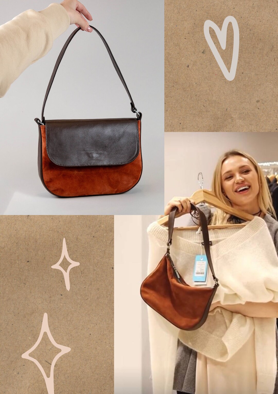 Crescent Shoulder Bag Suede