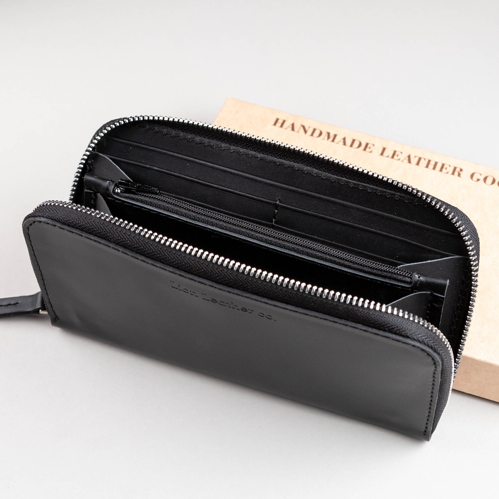 Chocolate Leather Zip Wallet, Womens Long Wallet, Large Wallet