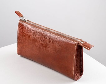 Heren leren clutch, gepersonaliseerde geldbuidel, iPhone-hoesje van volnerf leer, organizer voor zakenreizen, clutch