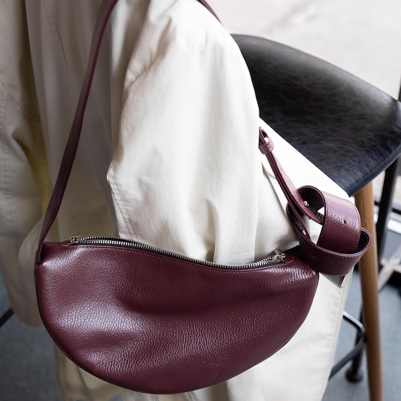 Half Moon Bag, Moon Handbag, Leather Sling Bag, Crescent