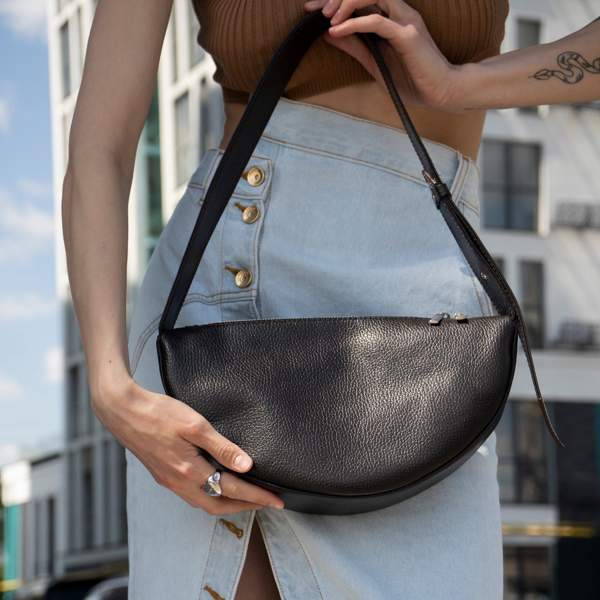 Half Moon Bag, Moon Handbag, Leather Sling Bag, Crescent Half Moon Bag, Moon Handbag, Leather Sling Bag, Crescent