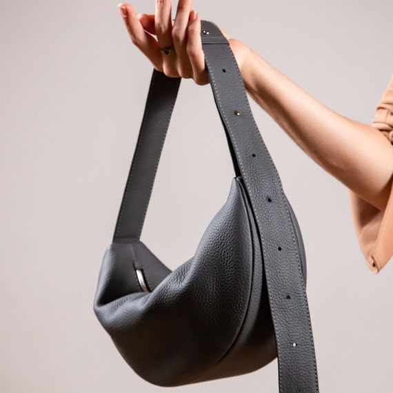 Leather Crescent Purse, Women's Half Moon Bag, Cute Shoulder Bag