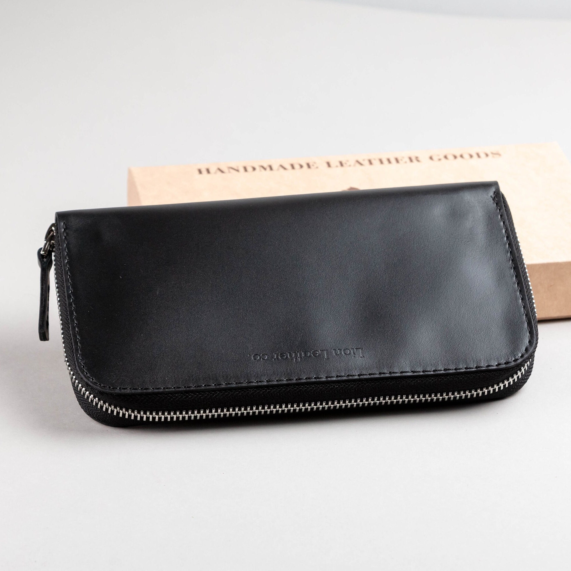 Chocolate Leather Zip Wallet, Womens Long Wallet, Large Wallet