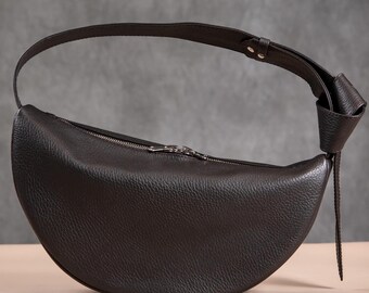 Half Moon Bag, Moon Handbag, Leather Sling Bag, Crescent Moon
