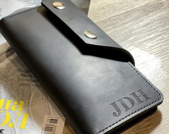 Cartera motociclista larga de cuero para hombre, cartera de cadena personalizada, bolsa de camionero, cartera plegable de vaquero, monedero gótico