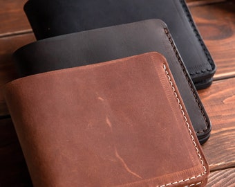 Slim leather wallet, custom handmade wallet, credit card holder, personalized front pocket wallet, engraved wallet for men, groomsmen gift
