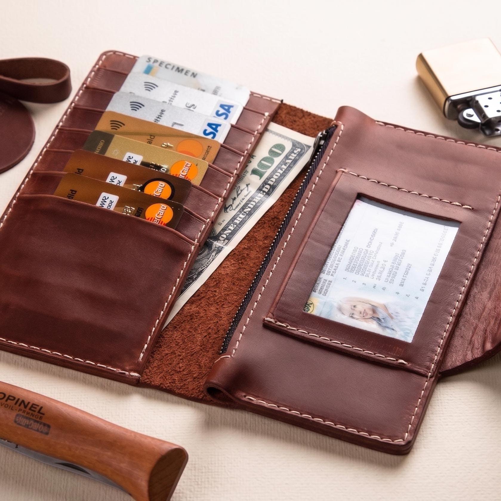 Full Grain Leather Biker Wallet With Chain, Heavy Duty Trucker