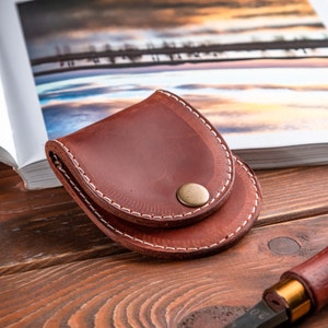 Pequena bolsa de couro para moedas, caixa de comprimidos fofa personalizada, porta-moedas personalizado, carteira de couro fina, carteira simples