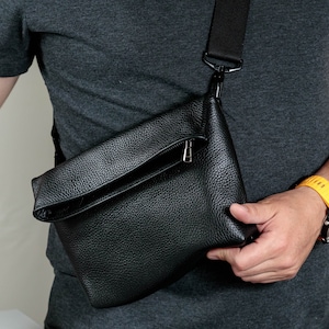 Sac messager en cuir noir pour homme, sac à bandoulière, sac à main à bandoulière, petits sacs pour hommes, sac à main en cuir pour homme, sac à rabat magnétique, cadeaux pour lui