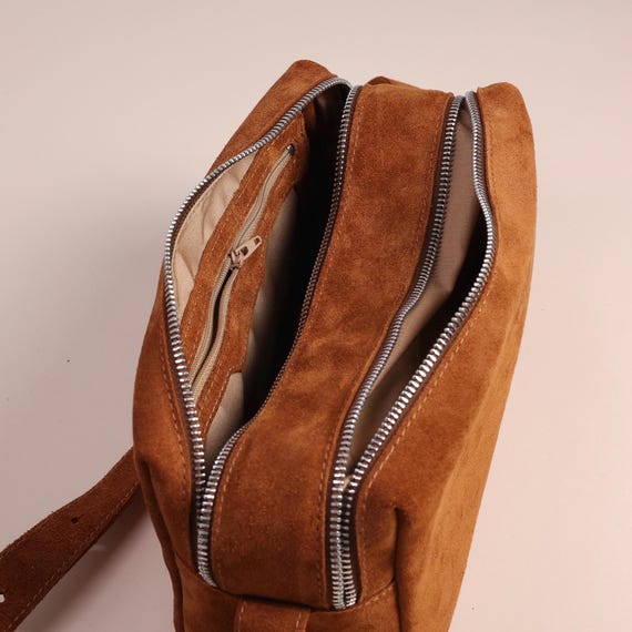 Small Suede Slouchy Handbag, Brown Suede Tote Bag, Mini