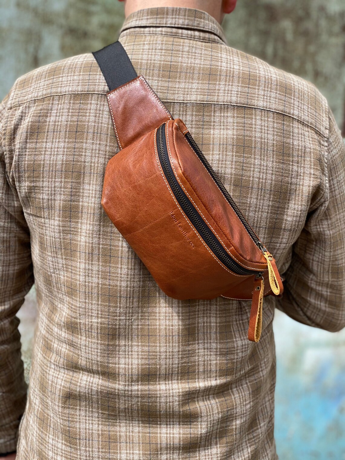 Handmade Leather Hip Bag Mens Festival Leather Cross Body Etsy