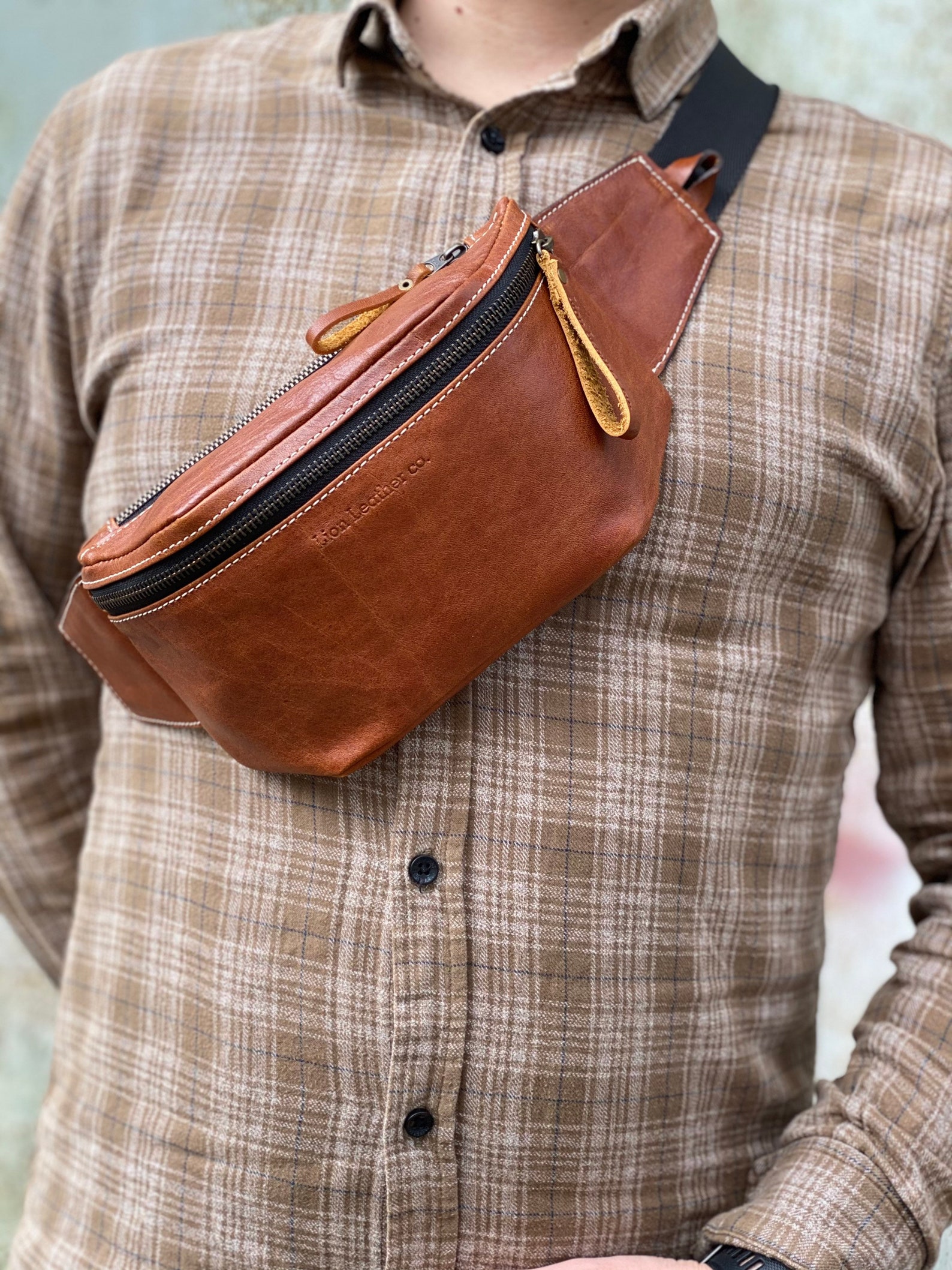 Handmade Leather Hip Bag Mens Festival Leather Cross Body Etsy