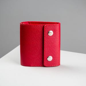 Mini billetera roja mujer, billetera minimalista de cuero, lindo bolso, billetera pequeña personalizada, bolsa roja, bifold de cuero, billetera estética