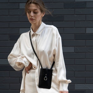 Borsa sottile in pelle personalizzata per cellulare, piccola custodia a tracolla in pelle per iPhone, custodia a tracolla per cellulare, borsa a tracolla per iPhone