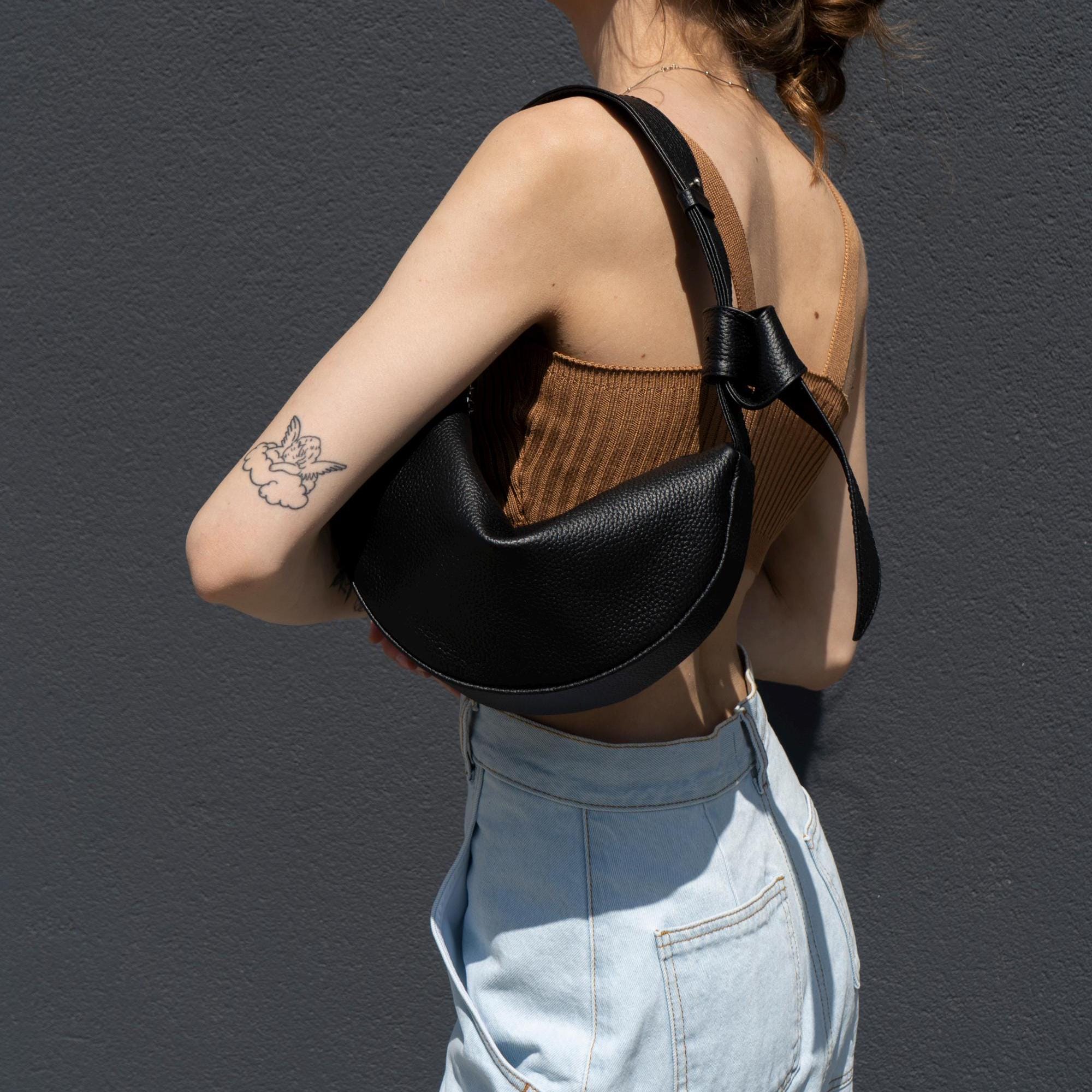 Leather Crescent Purse, Women's Half Moon Bag, Cute Shoulder Bag