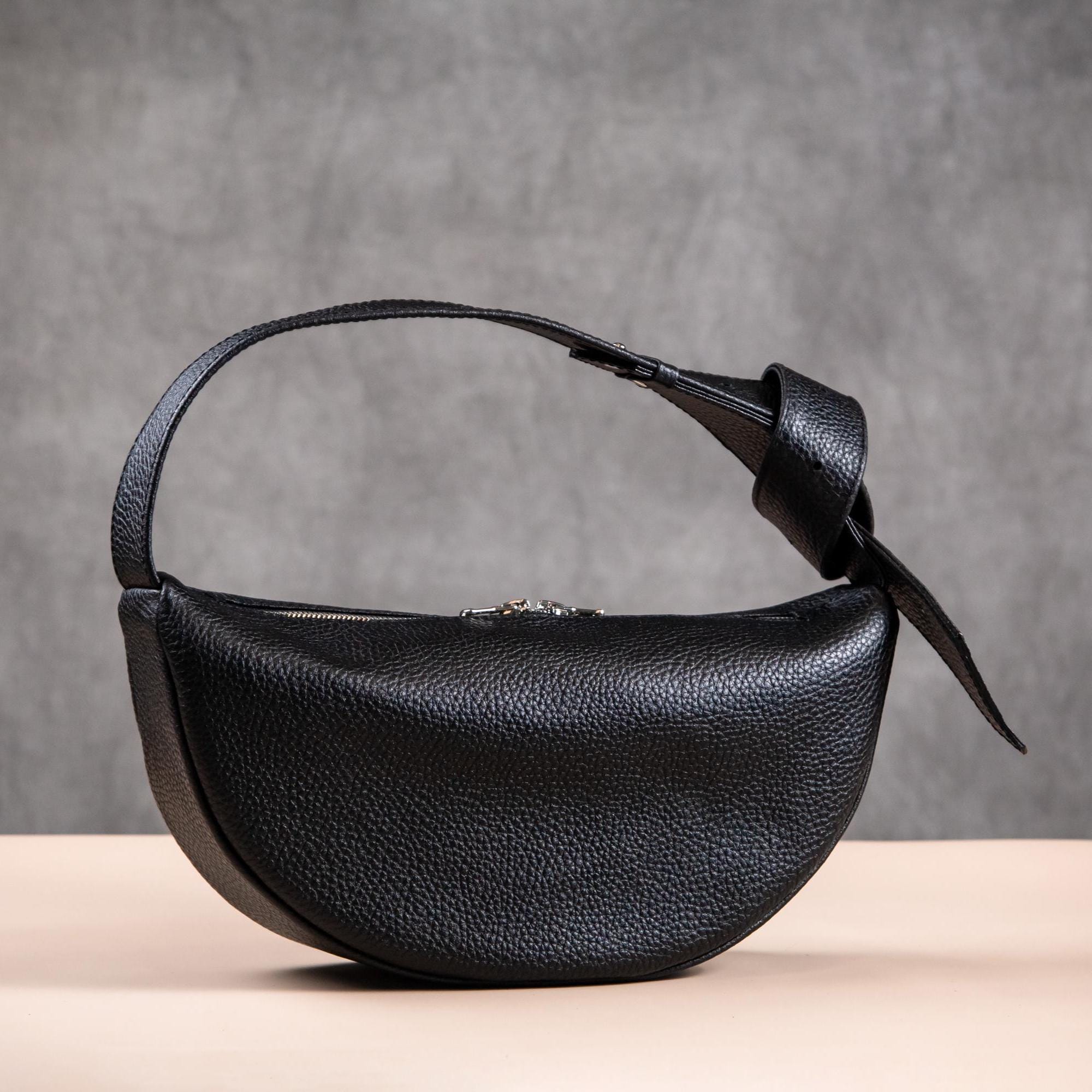 Leather Crescent Purse, Women's Half Moon Bag, Cute Shoulder Bag