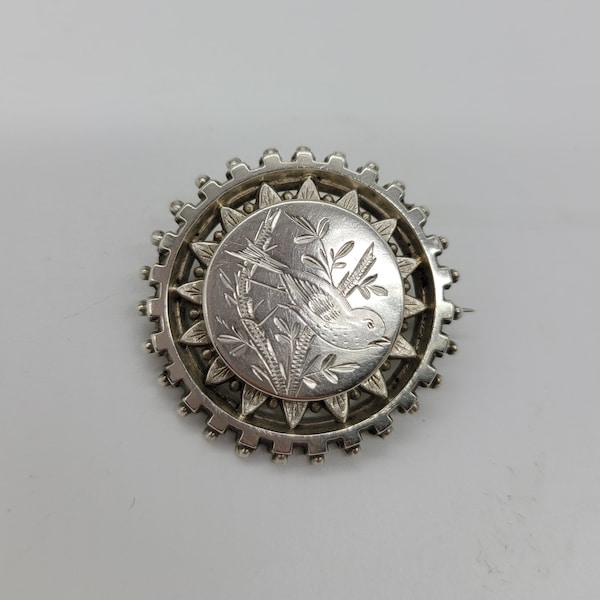 Aesthetic Movement Antique Silver Brooch