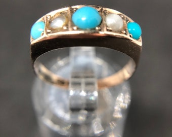Victorian turquoise & seed pearl ring