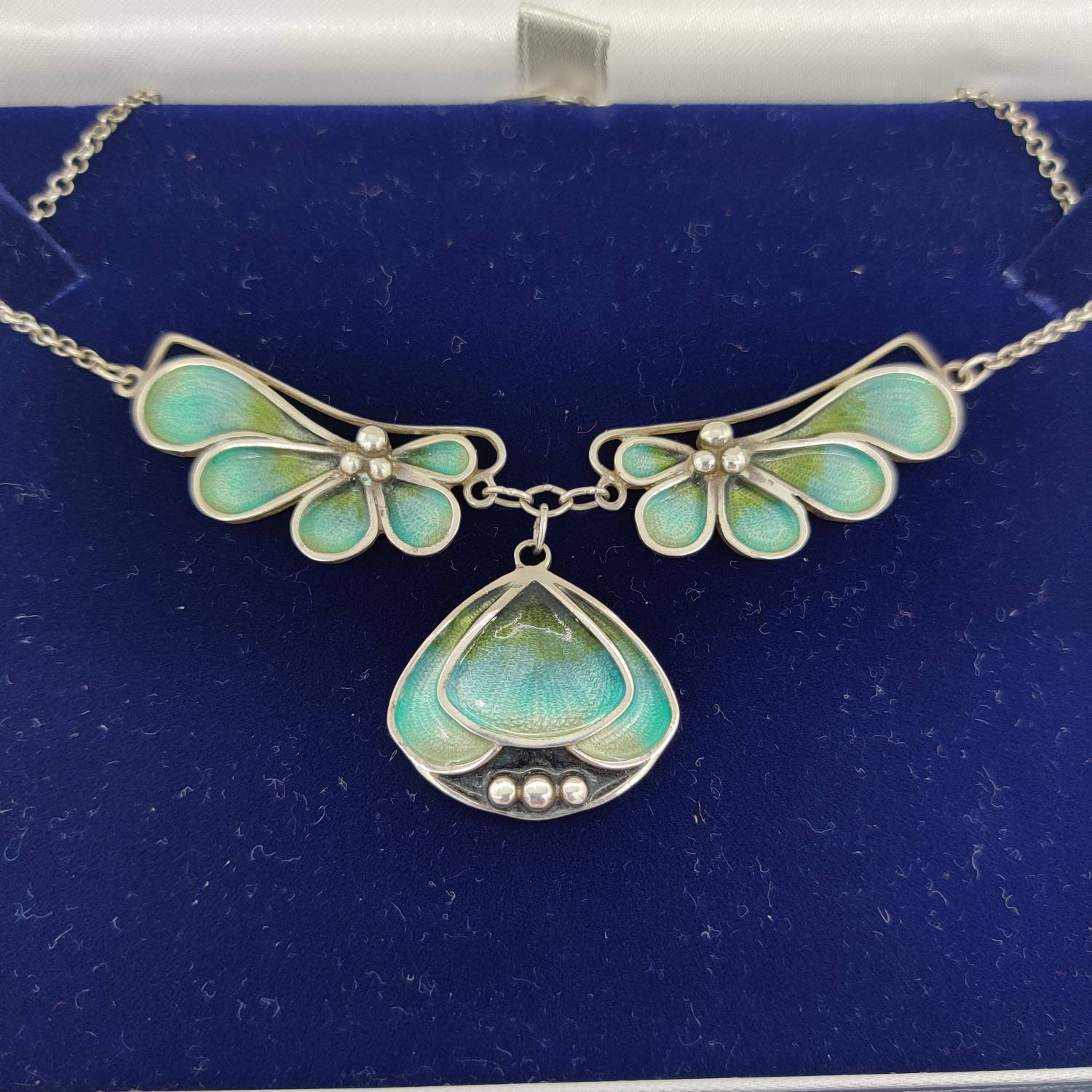 Pat Cheney Silver Enamel Vintage Art Nouveau Necklace Etsy