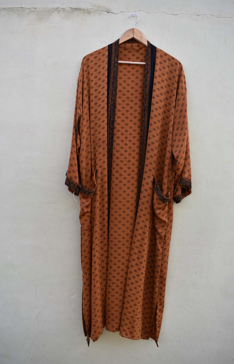 Lightweight Robe Summer Robes Bridesmaid Robe Bridal Robe Wedding Robe Lace Robe Recycle Vintage silk sari kimono Robe Spring Robe
