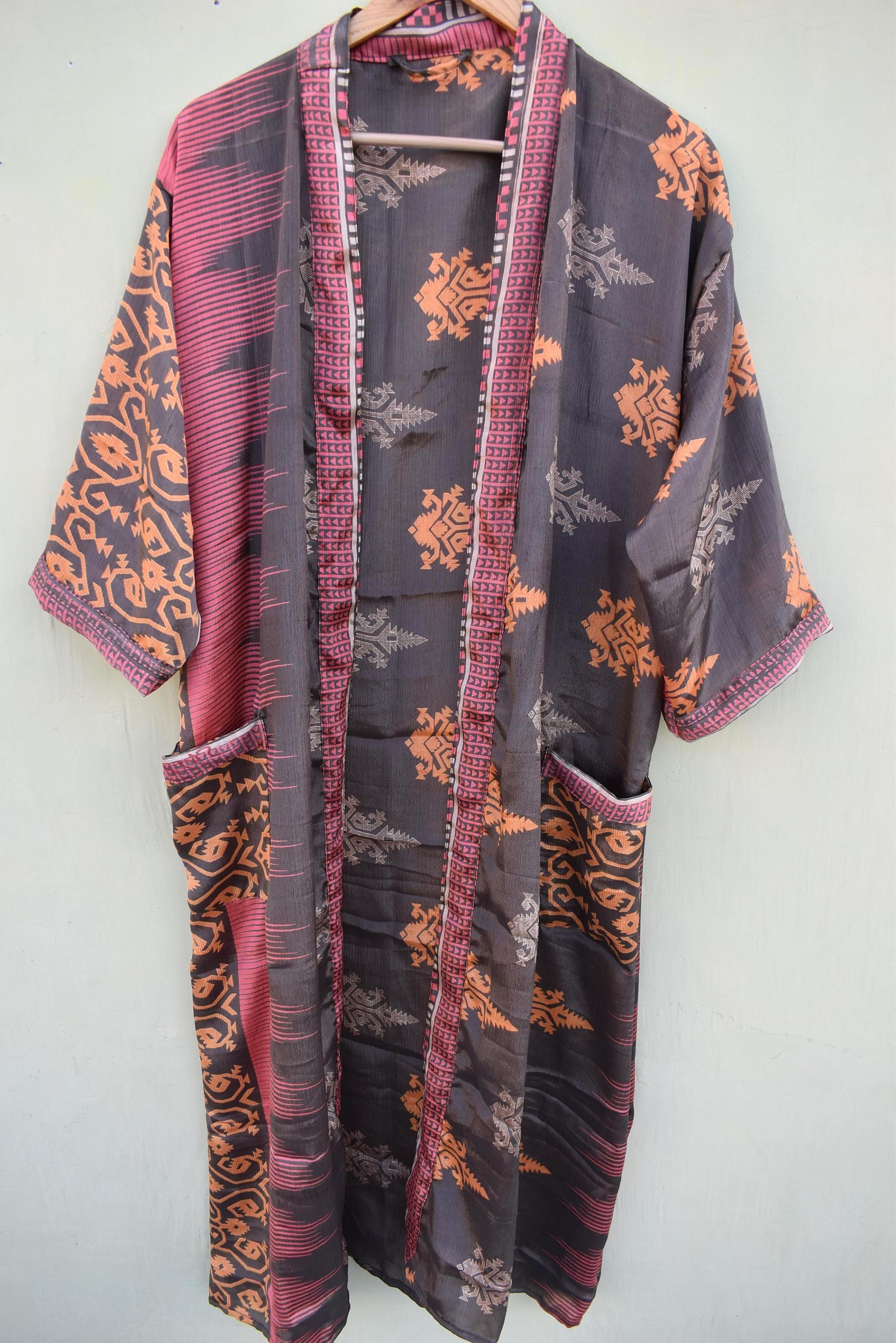 Nightdress Kimono Vintage Silk Sari Robe Bathrobe Kimono | Etsy